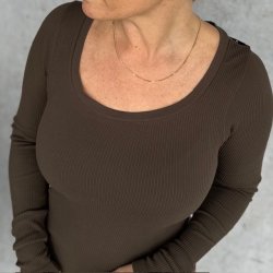 Linea rib bluse langrmet microfiber S-XL
