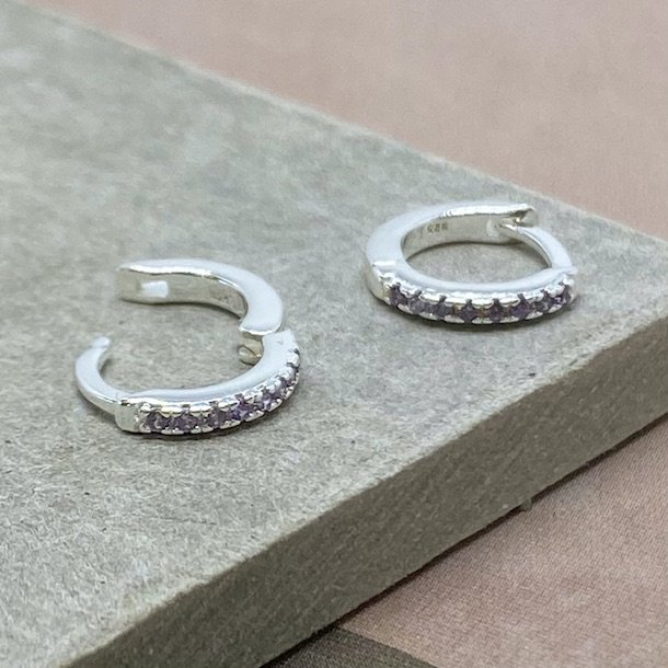 Rie hoops - lilla zirkonia slv