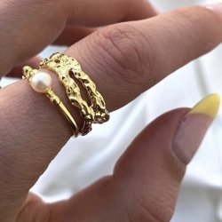 Fingerring MAE pearl forgyldt slv