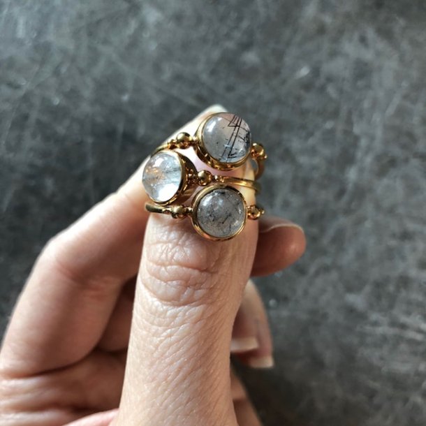 FingerRing - Agnes Rutil Kvarts - Forgyldt slv