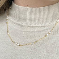 RISA halskde m. perler forgyldt