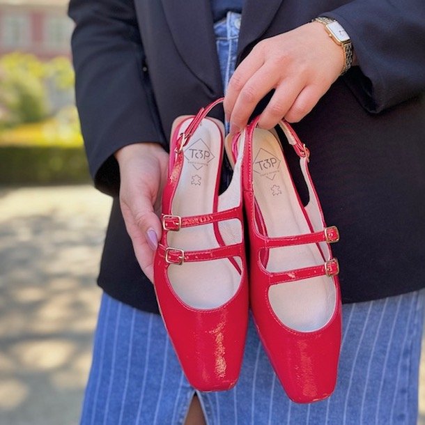 Ballerina ROJO med spnder rd skind str. 36-41