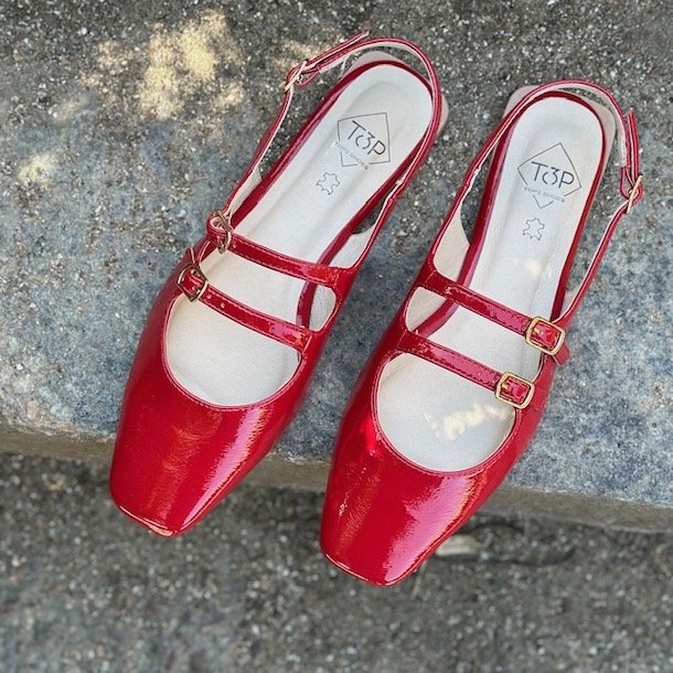 Ballerina ROJO med spnder rd skind str. 36-41