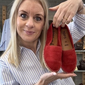 Espadrillos soft med bast ruskind R�D str. 36-41