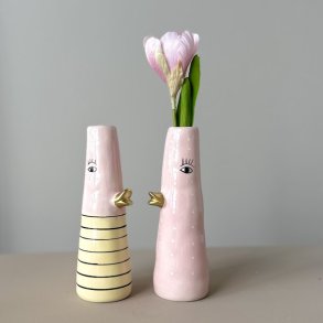 Vase ansigt med nb keramik gul