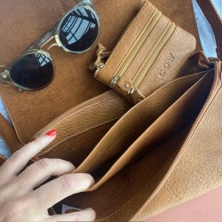 Taske med klap cognac