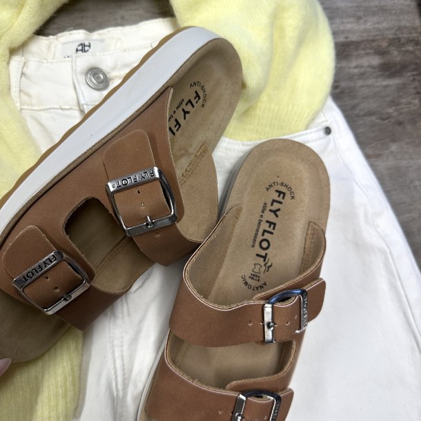 Fly Flot anatomic sandal dame brun ruskind str 36-41