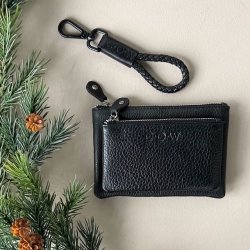 Kort nglesnor og matchende pung COW - sort skind