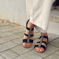 Sandal Silje sort ruskind