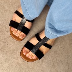 Sandal Silje sort ruskind
