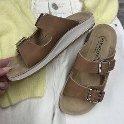 Fly Flot anatomic sandal dame brun ruskind str 36-41