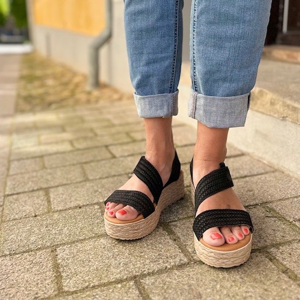Sandal Mira sort skind str. 36-41