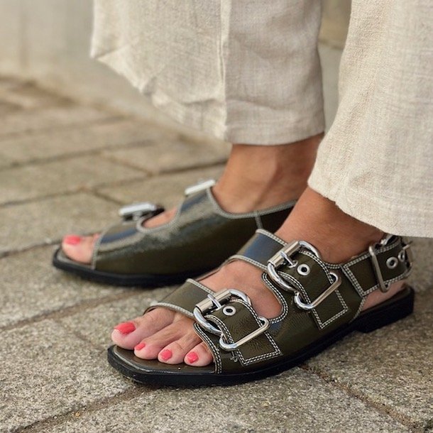 Sandal BE FOREVER oliven skind str. 37-41