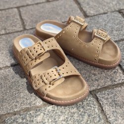 Slippers AS SUMMER ruskind camel str. 37-41