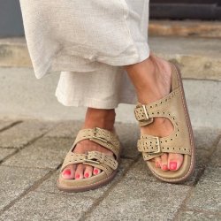 Slippers AS SUMMER ruskind camel str. 37-41