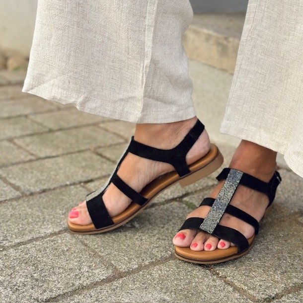 Sandal Silje sort ruskind