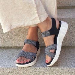 Sandal Mathilde sort/hvid Str. 36-41