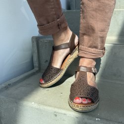 Espadrillos sandal soft med bast ruskind M�RK BRUN str. 36-41