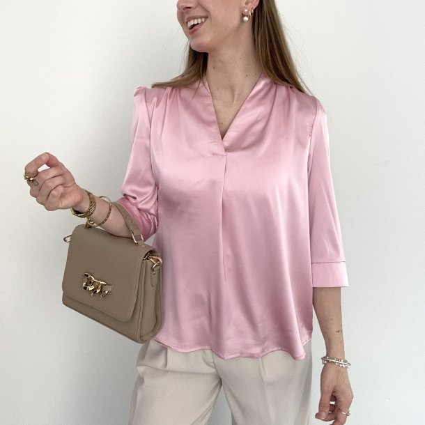 Satinbluse Alva med 3/4 �rmer