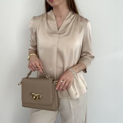 Satinbluse Alva med 3/4 �rmer