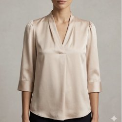 Satinbluse Alva med 3/4 �rmer