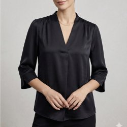 Satinbluse Alva med 3/4 �rmer