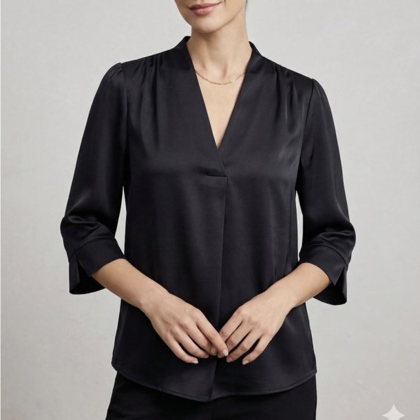 Satinbluse Alva med 3/4 �rmer