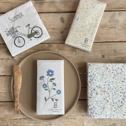 Servietter 3-lags gul med hvide blomster