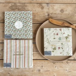 Servietter blomt - strib 3-lags