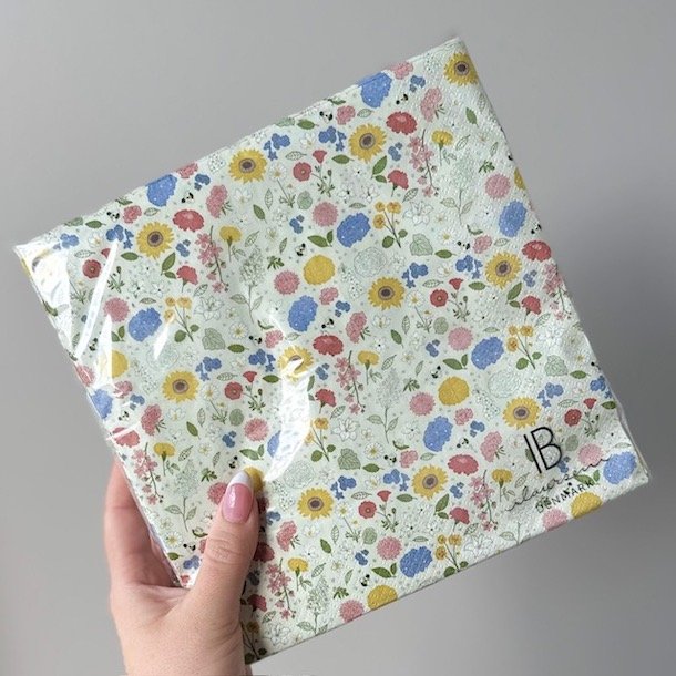 Serviet vilde blomster 3-lags papir 50 stk pr pakke