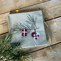 Juleservietter med flag og hjerte 3-lags 33 x 33 cm