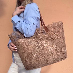 Shopper med blomstermotiver med rem