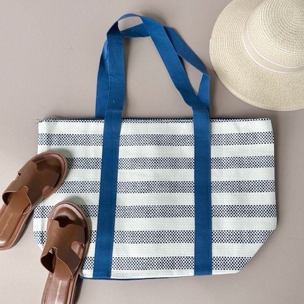 Strandtaske bast strib