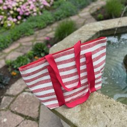 Strandtaske bast strib