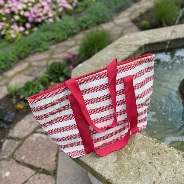 Strandtaske bast strib