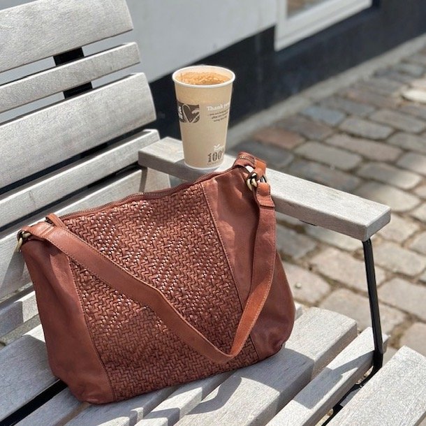 Skuldertaske flet skind