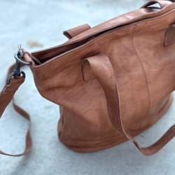 Shopper med crossbody rem skind