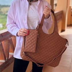 Shopper quiltet med clutch