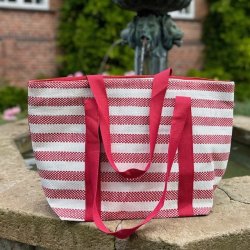 Strandtaske bast strib