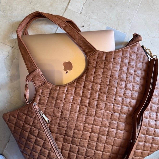 Shopper quiltet med clutch