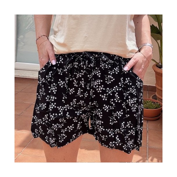 Shorts med smock bomuld str. S-XXL