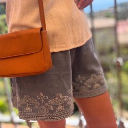 Shorts med broderi bomuld str. S-3XL