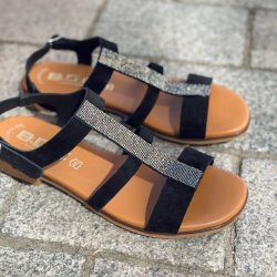 Sandal Silje sort ruskind