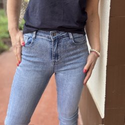 Slim fit jeans plain blue simili stretch str. M - 3XL