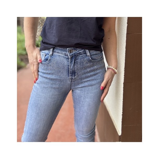 Slim fit jeans plain blue simili stretch str. M - 3XL