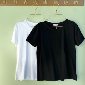 Hvid - sort basic T-Shirt bomuld str M-XXL