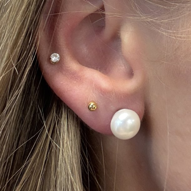 rering BIG SIMPLE PEARL 10 mm Vandfaste 18 karat forgyldt