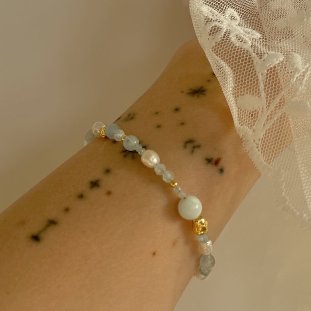 Armb�nd SINNA PEARL 17 + 3 CM. Forgyldt S�lv