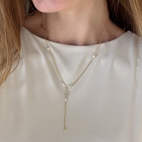 Halsk�de SINNA PEARL 45 + 3 CM. Forgyldt S�lv