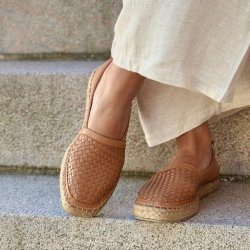  Espadrillos flet cognac skind str. 36-41
